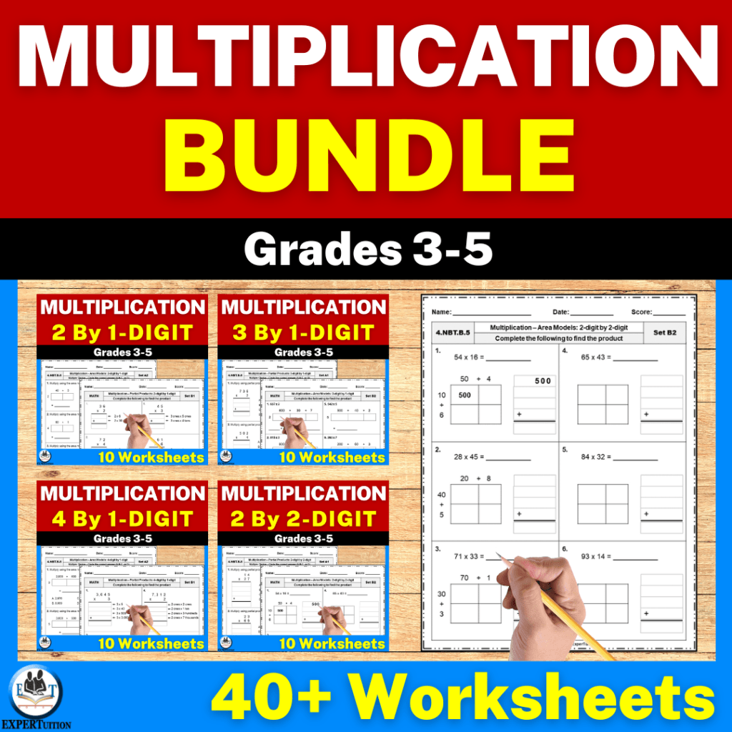 2 Digit by 1 Digit Area Model Division Worksheets - ExperTuition