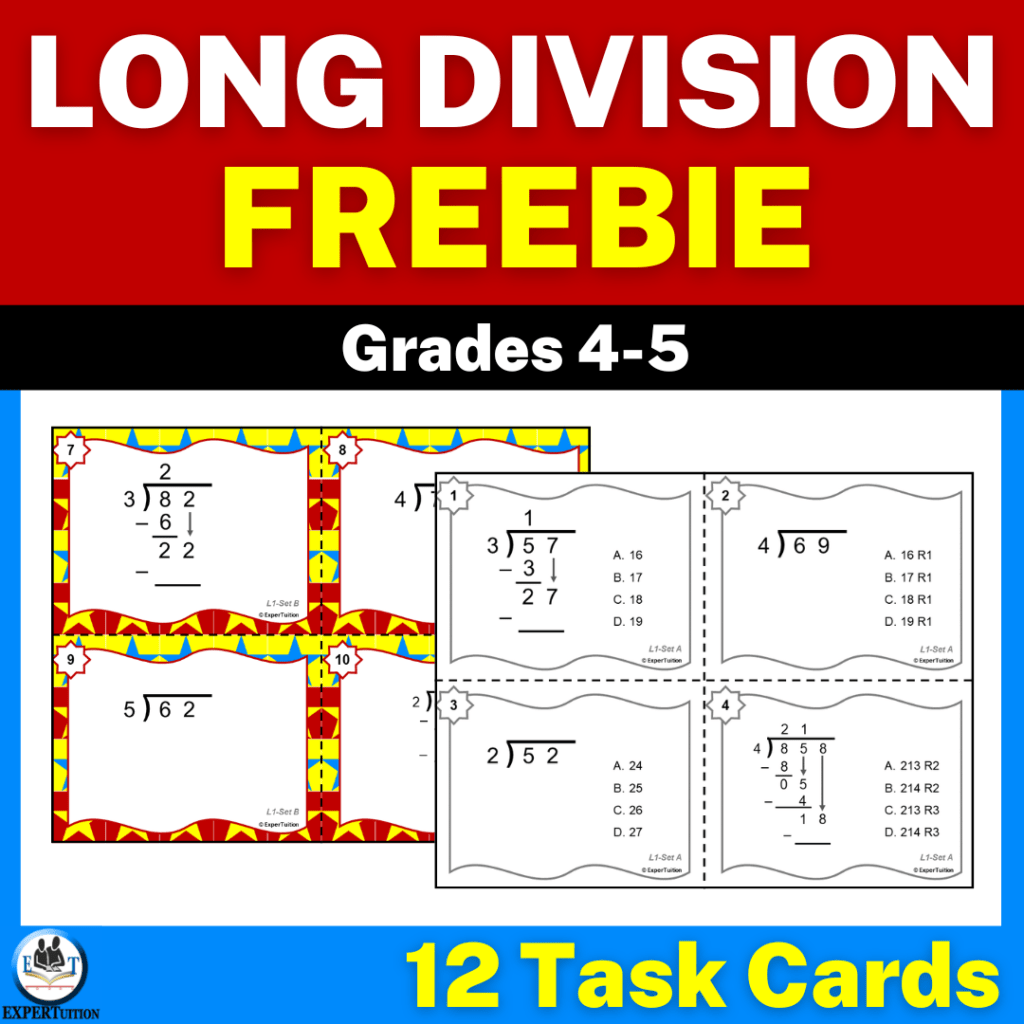 free long division task cards