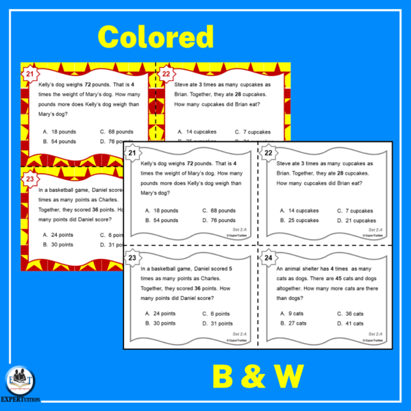 multiplicative comparison word problems task cards grade 4