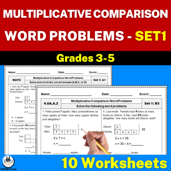 multiplicative comparison word problems worksheets 4th grade