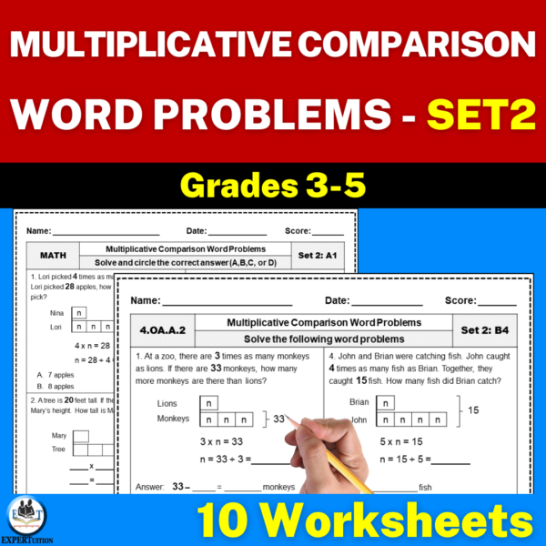 multiplicative comparison word problems worksheets grade 4