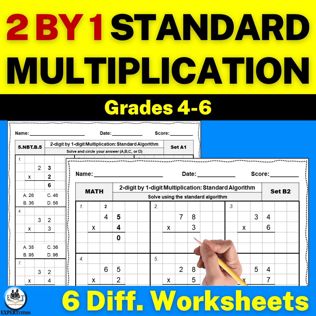 2 Digit By 1 Digit Standard Algorithm Multiplication Worksheets ExperTuition