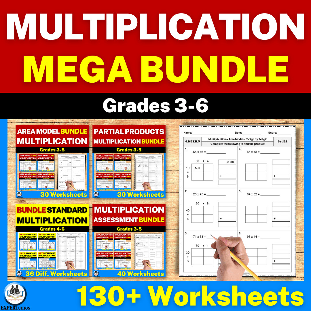 Multi Digit Multiplication Worksheets Mega Bundle ExperTuition