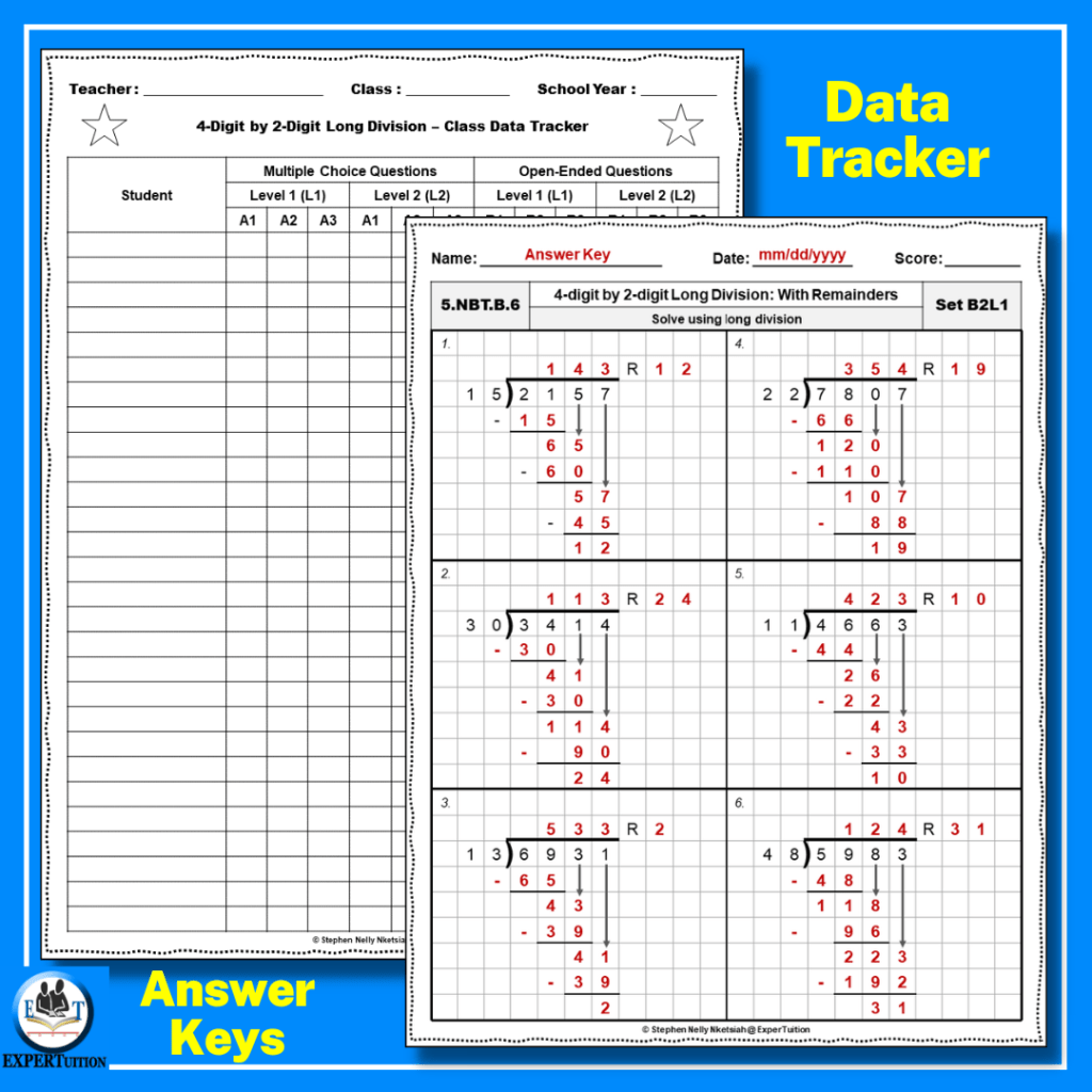 4 Digit By 2 Digit Long Division For Grade 5 Worksheets ExperTuition