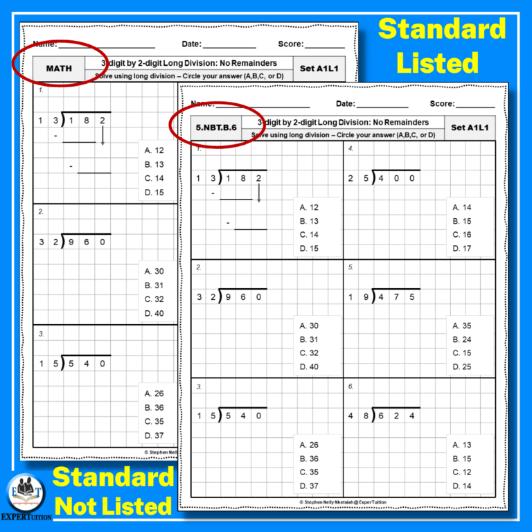 1 & 2 Digit Divisors Long Division for Grade 4 & Grade 5 - ExperTuition