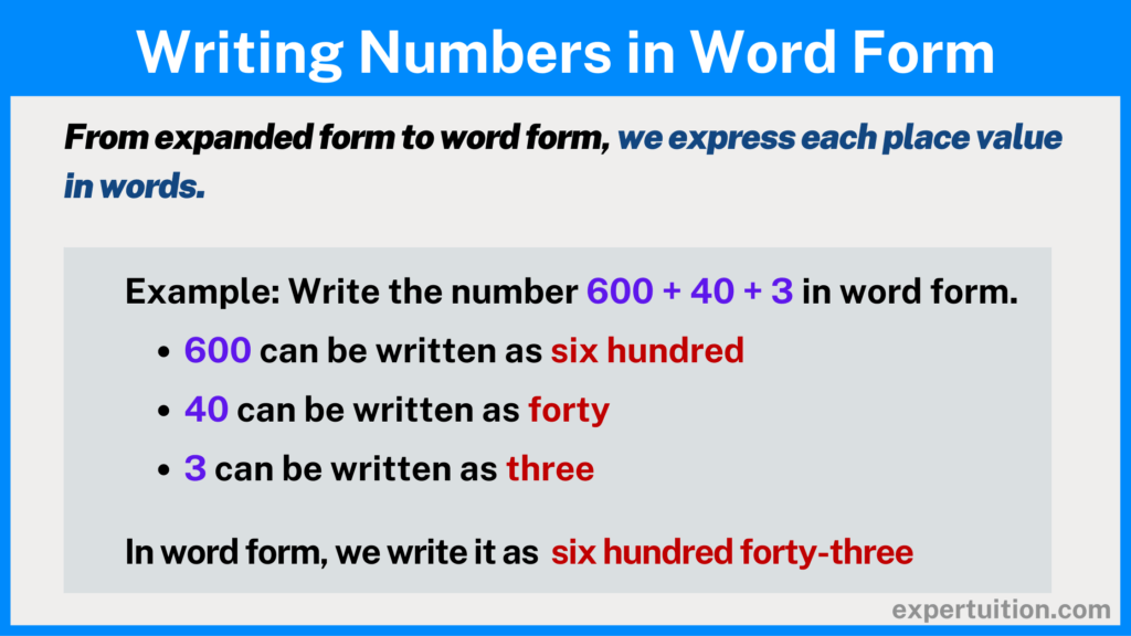 Converting Numbers from Expanded Form to Word Form