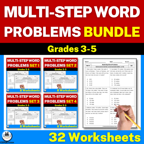 Multi-Step Word Problems Worksheets Bundle