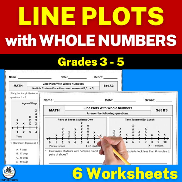 Line plots with whole numbers worksheets