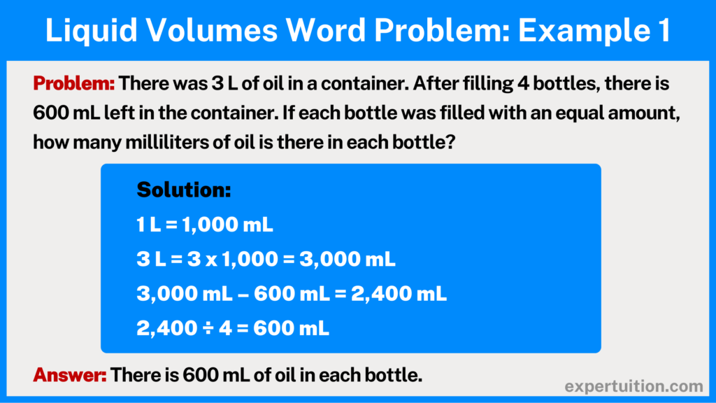 liquid volumes word problem example