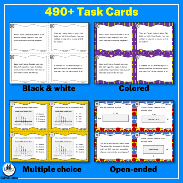 measurement and data task cards