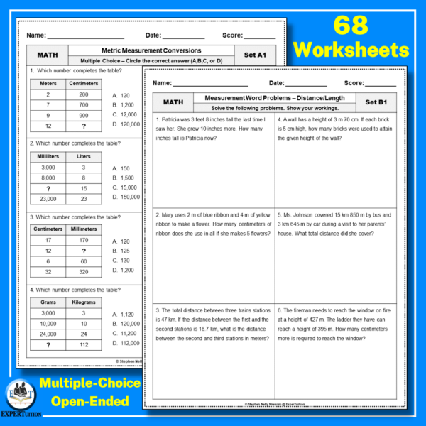 measurement and data worksheets