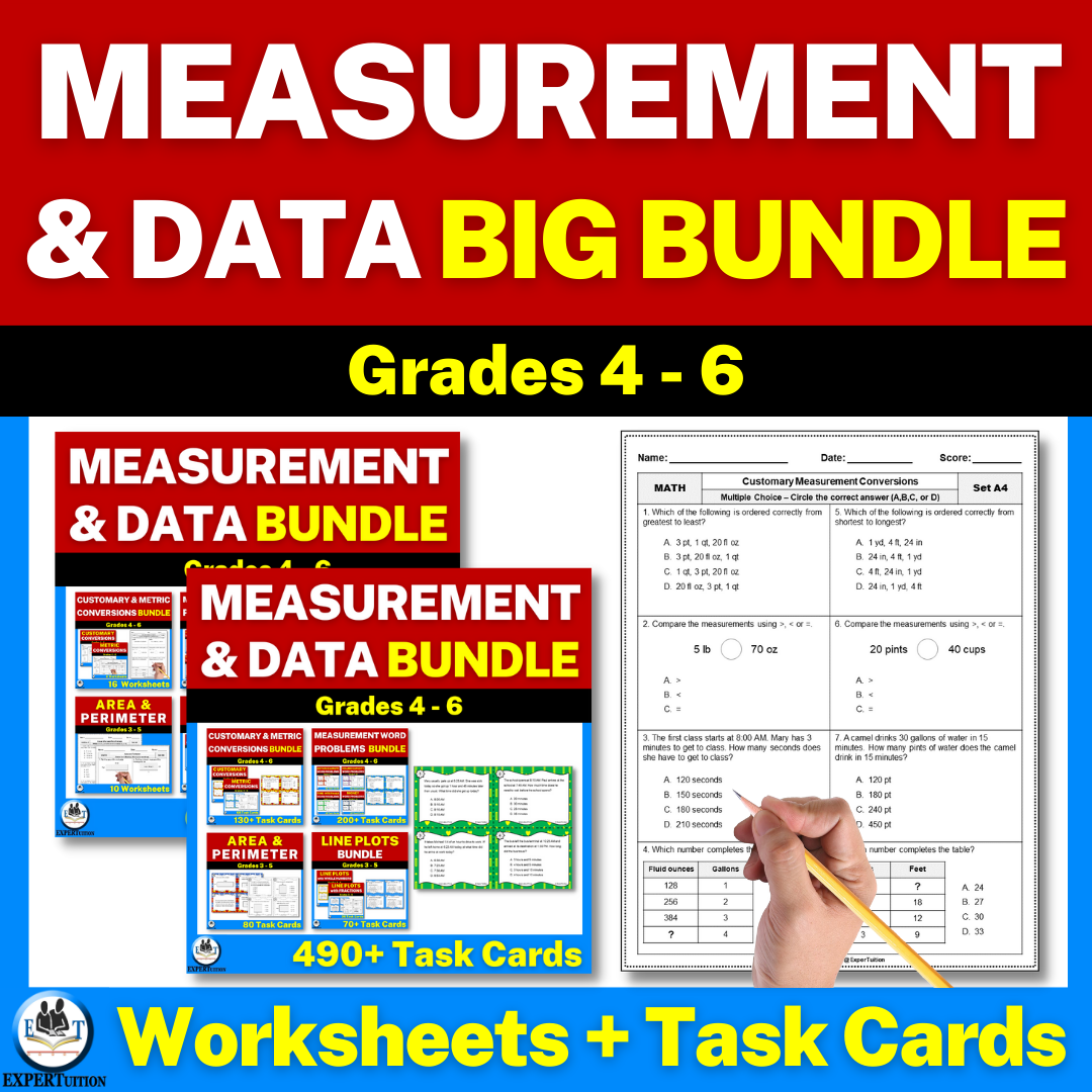 measurement and data worksheets and task cards