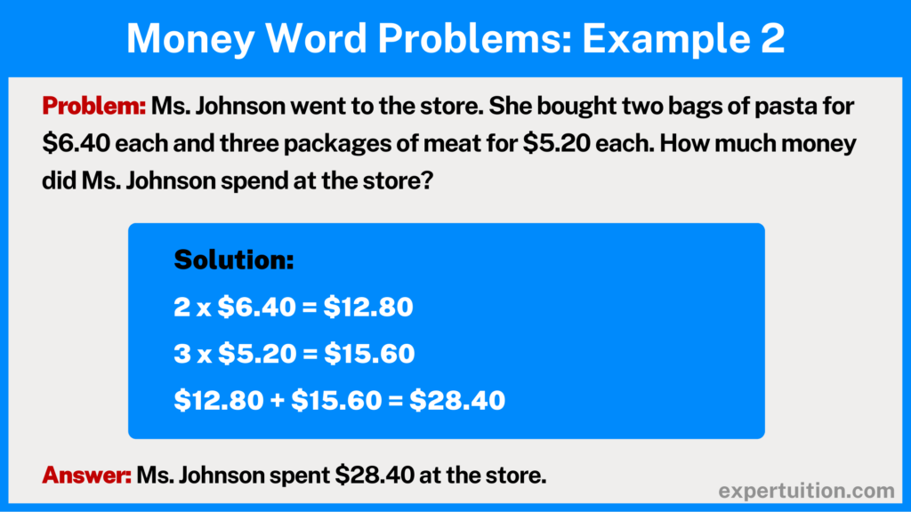 money word problem practice example