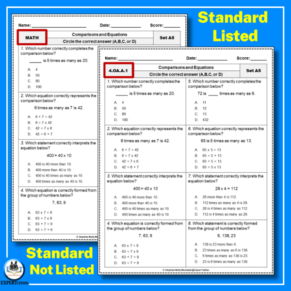 multiplicative comparison worksheets